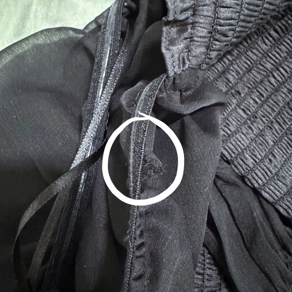 Urban Outfitters Black Smocked Crop Top Sheer Bubble Sleeve Blouse Medium - Picture 9 of 11